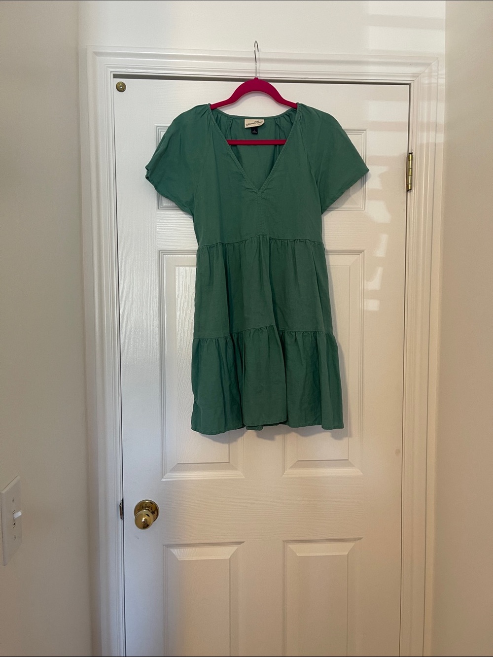 Universal Thread Sage Green Tiered V-Neck Mini Dress
